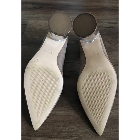 Zara- tan faux suede, clear block heels - Picture 5 of 5